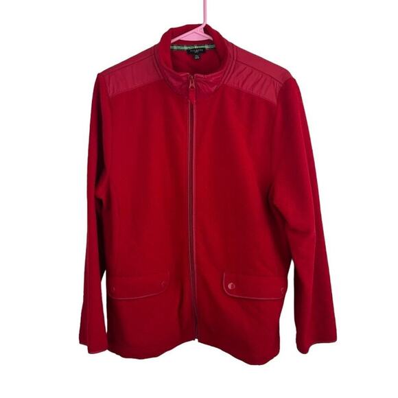 Talbots red textured zip  up jacket womens size XLp - Picture 1 of 8
